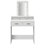 vidaXL Toaletný stolík Biela 79 x 41 x 140 cm Kompozitné drevo – Obrázok 5