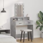 vidaXL Toaletný stolík s LED svetlami, betónovo šedý, 79x41x140 cm