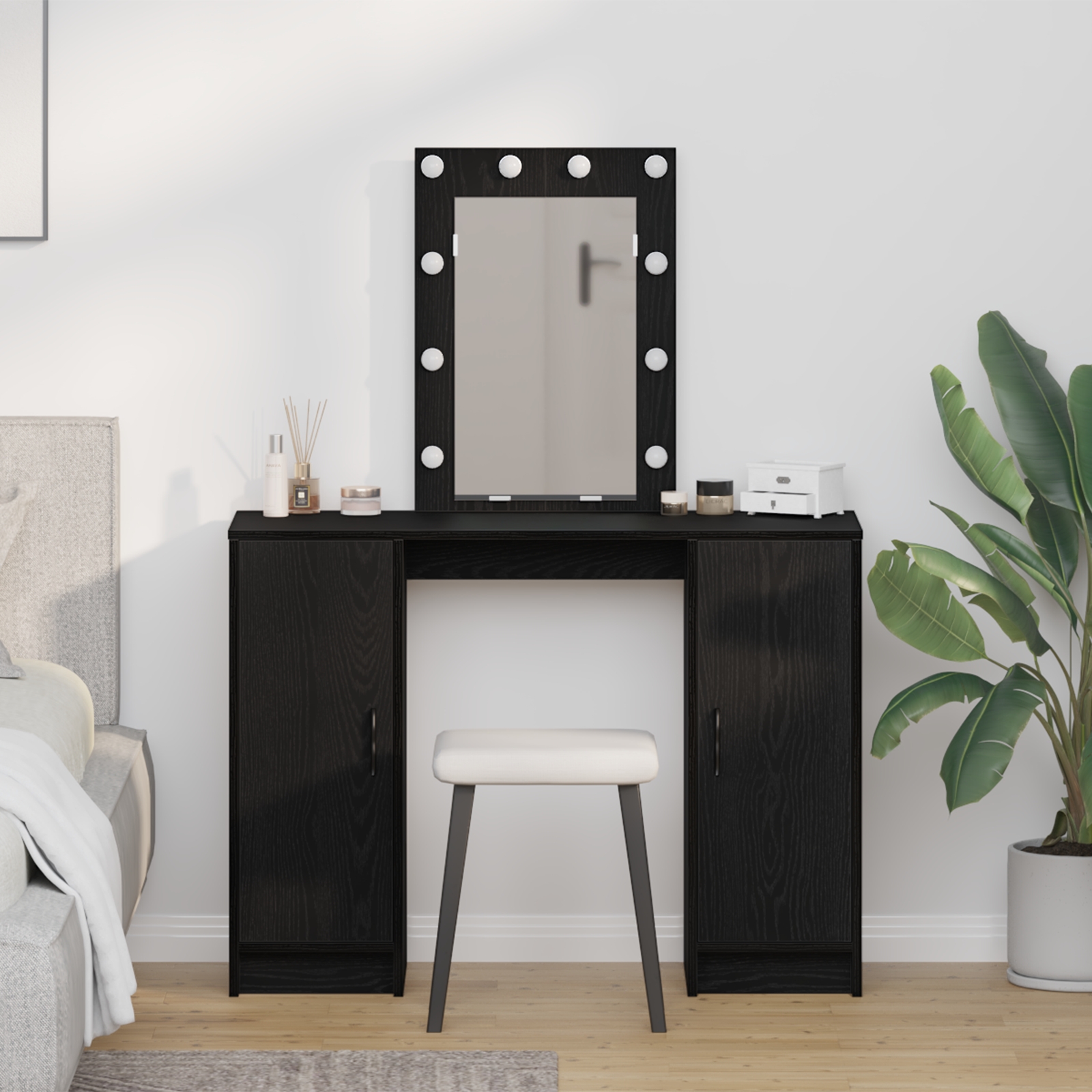 865182_1.jpg vidaXL Toaletný stolík Čierna 102 x 33 x 135 cm Kompozitné drevo – Obrázok 1