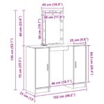 vidaXL toaletný stolík s LED svetlami v Sonoma dube, 102x33x135 cm – Obrázok 12
