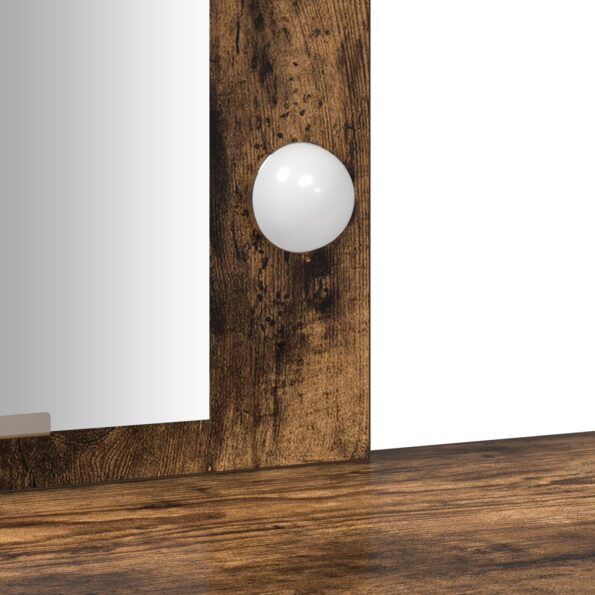 vidaXL Toaletný stolík so svetlami LED Dymený dub 102x33x135 cm – Obrázok 8