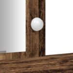 vidaXL Toaletný stôl so svetlami LED Staré drevo 102x33x135 cm – Obrázok 8