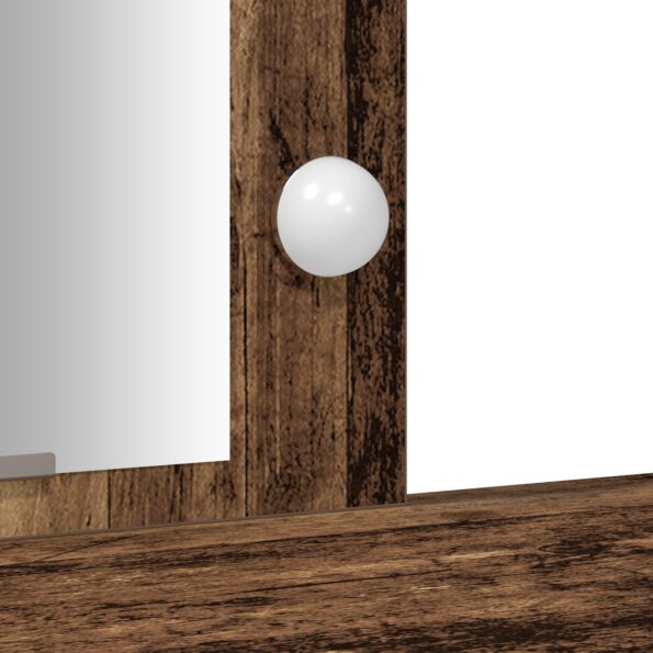 vidaXL Toaletný stôl so svetlami LED Staré drevo 102x33x135 cm – Obrázok 8