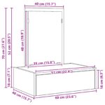 vidaXL Nástenný toaletný stolík Čierny dub 60x40x70 cm – Obrázok 12