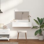 vidaXL Toaletný stolík Biela 83 x 40 x 70 cm Kompozitné drevo – Obrázok 4