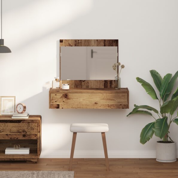 vidaXL Nástenný toaletný stolík Staré drevo 83x40x70 cm – Obrázok 4