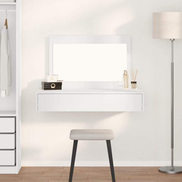 865208_1.jpg vidaXL Nástenný zrkadlový toaletný stolík Biela 100x40x70 cm – Obrázok 1