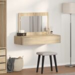 vidaXL Závesný toaletný stôl Sonoma Dub 100x40x70 cm – Obrázok 4