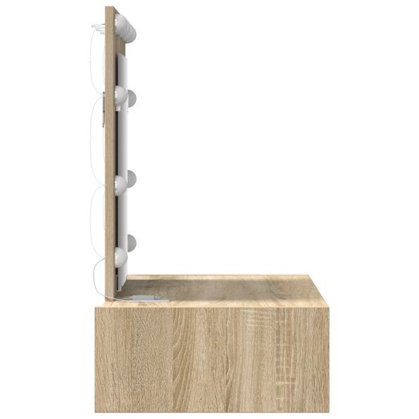 vidaXL Nástenný toaletný stôl s LED svetlami Sonoma dub – Obrázok 6