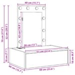 vidaXL Nástenný toaletný stolík so svetlami v dymenom dube – Obrázok 11