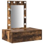 vidaXL Nástenný toaletný stolík so svetlami v dymenom dube – Obrázok 2