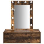 vidaXL Nástenný toaletný stolík so svetlami v dymenom dube – Obrázok 5