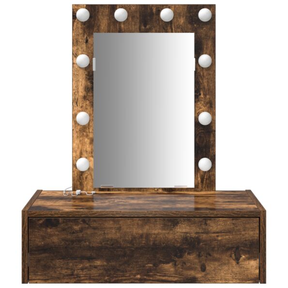 vidaXL Nástenný toaletný stolík so svetlami v dymenom dube – Obrázok 5