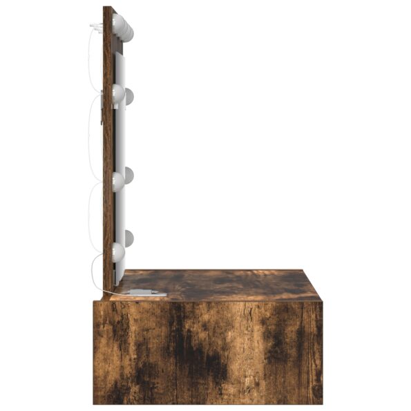 vidaXL Nástenný toaletný stolík so svetlami v dymenom dube – Obrázok 6