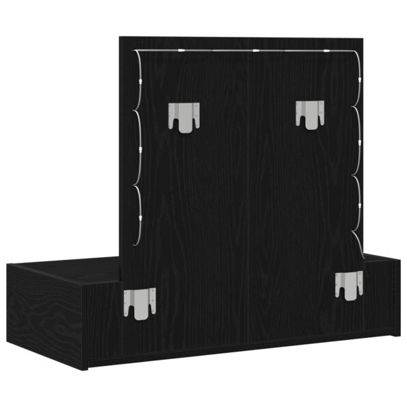 vidaXL Závesný toaletný stolík s LED svetlami Čierny dub – Obrázok 7