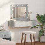 vidaXL Nástenný toaletný stolík s LED svetlami Betónovo šedý