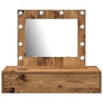 vidaXL Nástenný toaletný stolík s LED svetlami Staré drevo – Obrázok 5