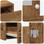 vidaXL Nástenný toaletný stolík s LED svetlami Staré drevo – Obrázok 8