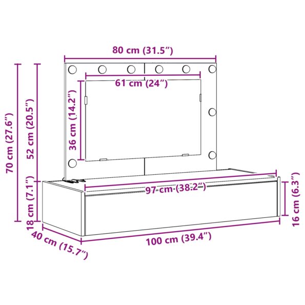 865235_11.jpg Nástenný toaletný stolík vidaXL s LED svetlami - biely – Obrázok 11
