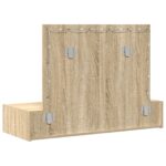 vidaXL Nástenný toaletný stôl s LED svetlami Sonoma Dub – Obrázok 7