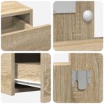 vidaXL Nástenný toaletný stôl s LED svetlami Sonoma Dub – Obrázok 8