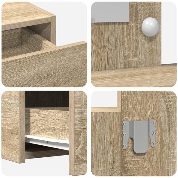 vidaXL Nástenný toaletný stôl s LED svetlami Sonoma Dub – Obrázok 8