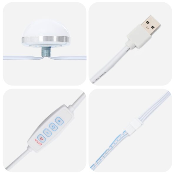 vidaXL Nástenný toaletný stôl s LED svetlami Sonoma Dub – Obrázok 9