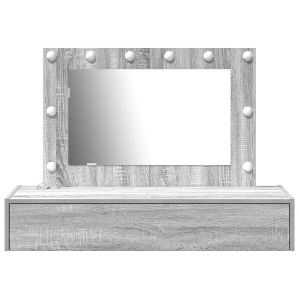 vidaXL Nástenný toaletný stôl s LED osvetlením Sivá Sonoma – Obrázok 5