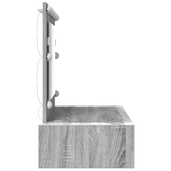 vidaXL Nástenný toaletný stôl s LED osvetlením Sivá Sonoma – Obrázok 6