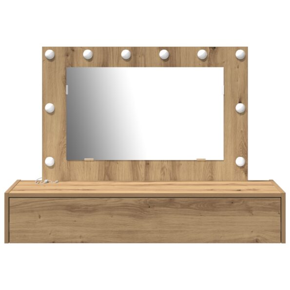 vidaXL Vešiakový toaletný stolík s LED svetlami Artisan Oak – Obrázok 5