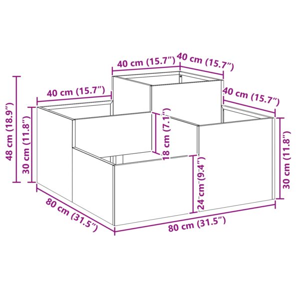 vidaXL Záhradný kvetináč 80x80x48 cm Biela Oceľ – Obrázok 11