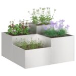 vidaXL Záhradný kvetináč Strieborná 80 x 80 x 48 cm Nehrdzavejúca oceľ – Obrázok 3