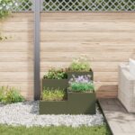 vidaXL Záhradný črepník 80x80x60 cm Olivovo zelený Oceľ – Obrázok 4