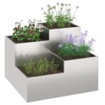 vidaXL Záhradný kvetináč Strieborná 80 x 80 x 60 cm Nehrdzavejúca oceľ – Obrázok 3