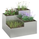 vidaXL Záhradný kvetináč Strieborná 80 x 80 x 60 cm Pozinkovaná oceľ – Obrázok 3