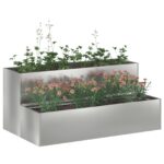 vidaXL Záhradný kvetináč Strieborná 100 x 60 x 45 cm Pozinkovaná oceľ – Obrázok 3