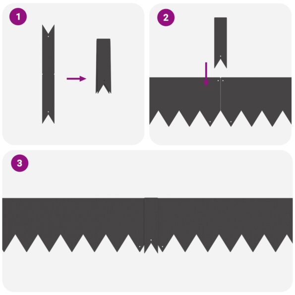 vidaXL Okrajové obruby 20 ks Čierna 100x0,5x15 cm Oceľ – Obrázok 4