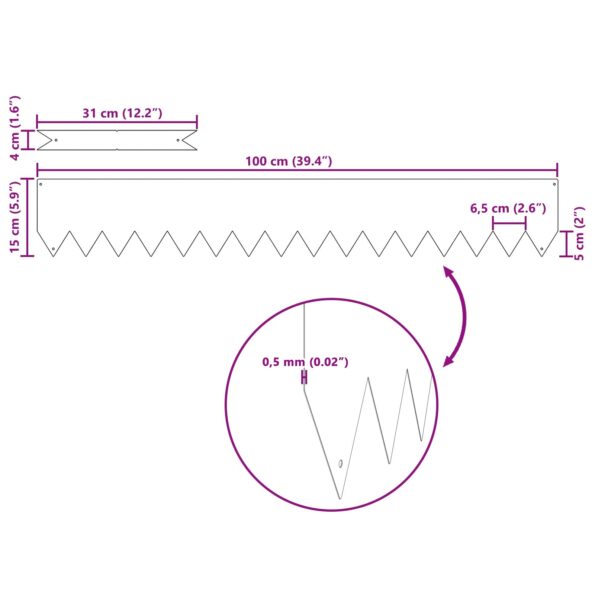 vidaXL Obvodové ohrady 20 ks 100x0,5x15 cm Zinkovaná oceľ – Obrázok 5