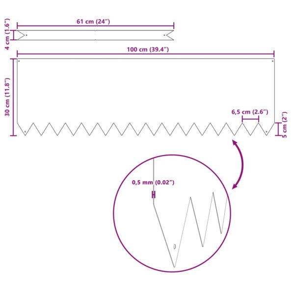 vidaXL Oplotenie trávnikov 20 ks Biele 100x0,5x30 cm Oceľ – Obrázok 5