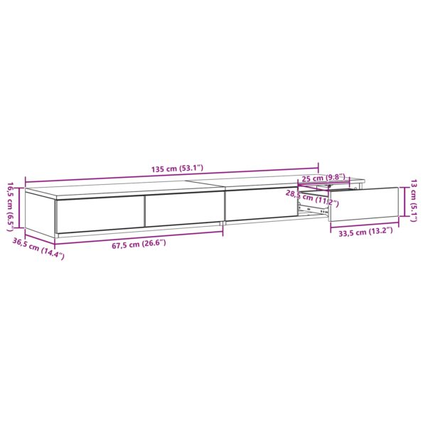 vidaXL Zásuvky na posteľ Staré drevo 135x36,5x16,5 cm MDF – Obrázok 11