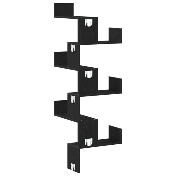 vidaXL Rohová polica Čierna Dub 45x45x147 cm Drevný materiál – Obrázok 4