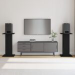 vidaXL Repro stojany 2 ks Čierny dub 30x30x60 cm Drevovláknina – Obrázok 4