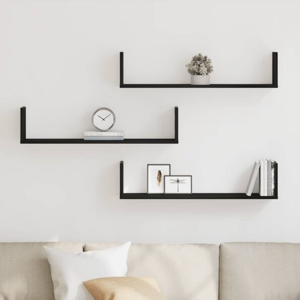 vidaXL Nástenné police 3 ks, čierne dub 80x18x18 cm, kompozitné drevo – Obrázok 3