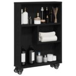 vidaXL Úzky úložný vozík Čierny dub 48 x 13 x 68 cm – Obrázok 3