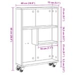 vidaXL Úzky úložný vozík Čierny dub 48 x 13 x 68 cm – Obrázok 9
