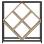 vidaXL Stojany na víno Sonoma oak, čierny Drevotriesková doska, Kov – Obrázok 6