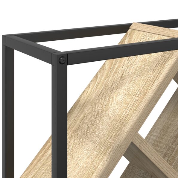 vidaXL Stojany na víno Sonoma oak, čierny Drevotriesková doska, Kov – Obrázok 8