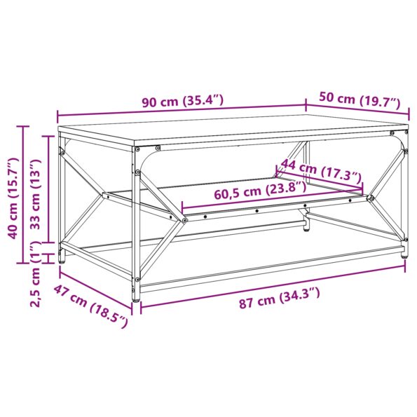 vidaXL Konferenčný stolík s poličkou, remeselný dub, 90x50x40 cm, kompozitné drevo – Obrázok 10