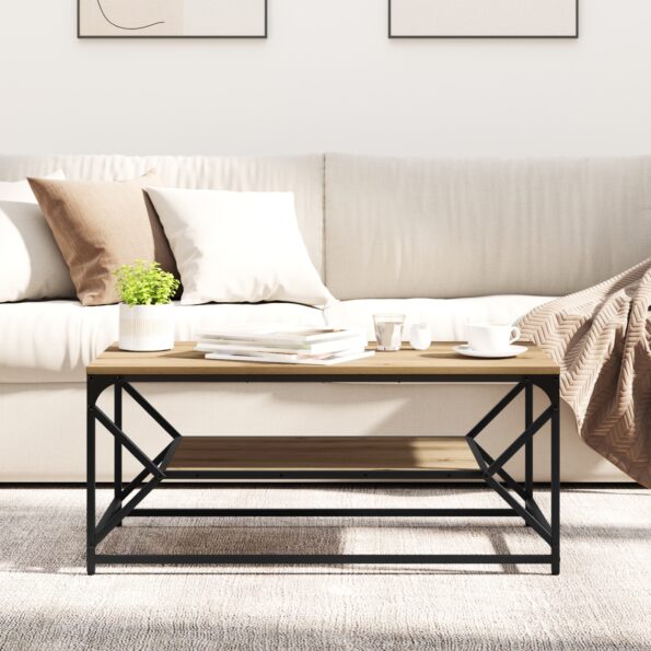 vidaXL Konferenčný stolík s poličkou, remeselný dub, 90x50x40 cm, kompozitné drevo – Obrázok 4