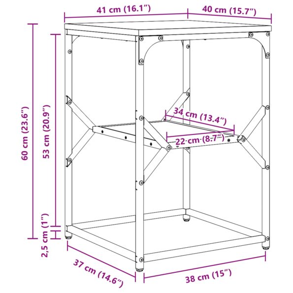 vidaXL Bočný stôl Staré drevo 41 x 40 x 60 cm Inžinierske drevo a oceľ – Obrázok 10